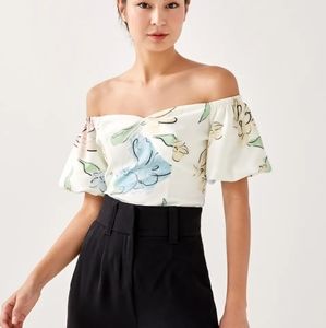 Cielo Puff Sleeve Off Shoulder Top Blouse